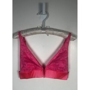 Free People V-Wire Bralette Soft‎ Lace Pink Satin Band Size XS NWOT